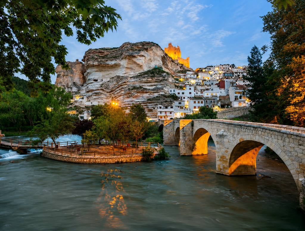 Alcalá del Júcar village and medieval bridge in Spain