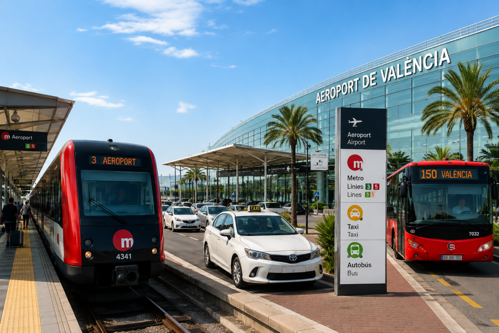 Valencia Airport to city centre by metro, taxi and bus