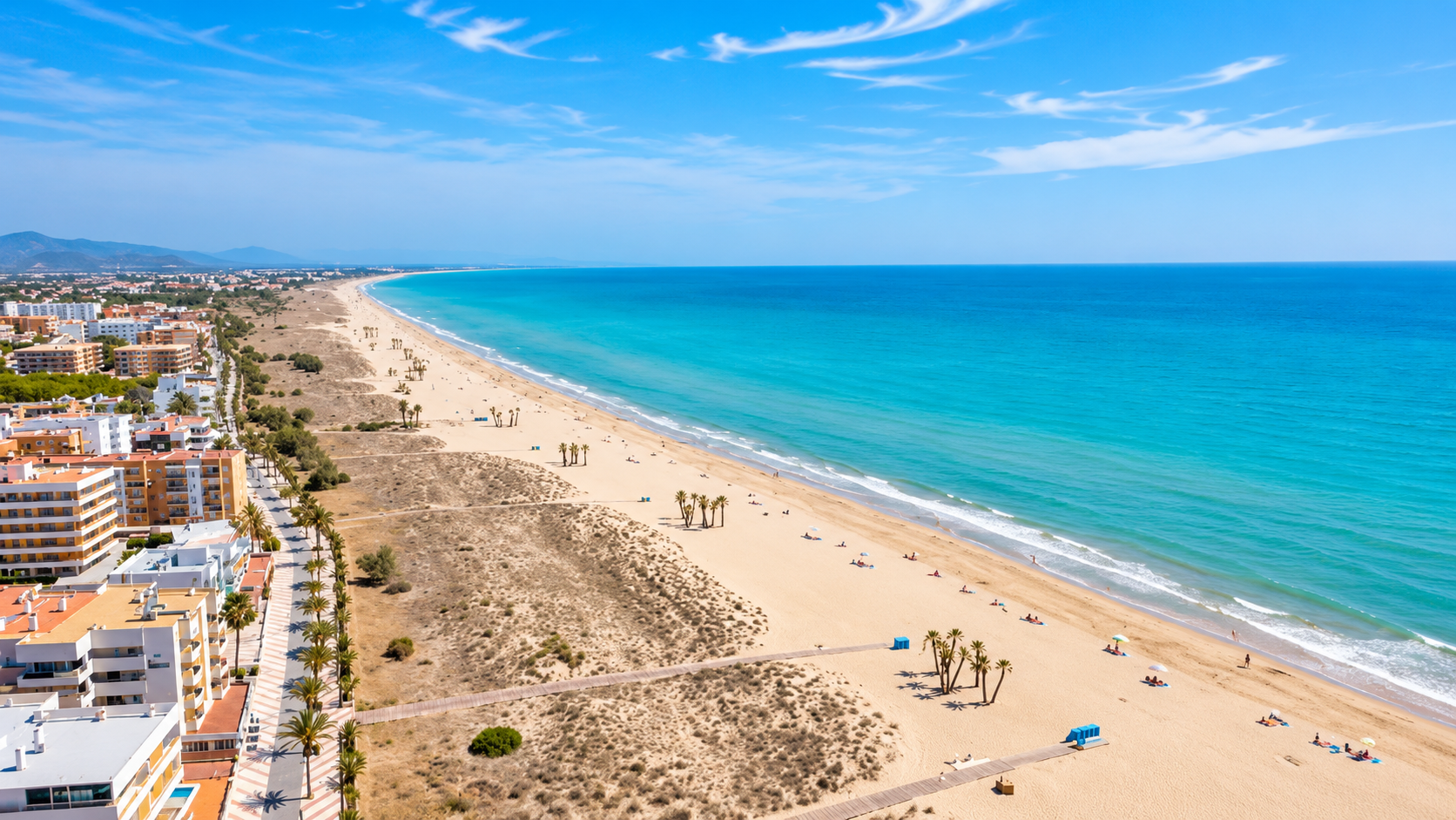 Sandy Mediterranean beach near Valencia Spain with turquoise sea